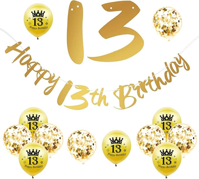 13 Geburtstag Deko, 13. Geburtstag Mädchen Junge,13 Jahr Geburtstagdeko ...