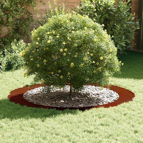 Borde de jardín de acero marrón de 90 y 120 cm para protección de raíces y árboles planos 3