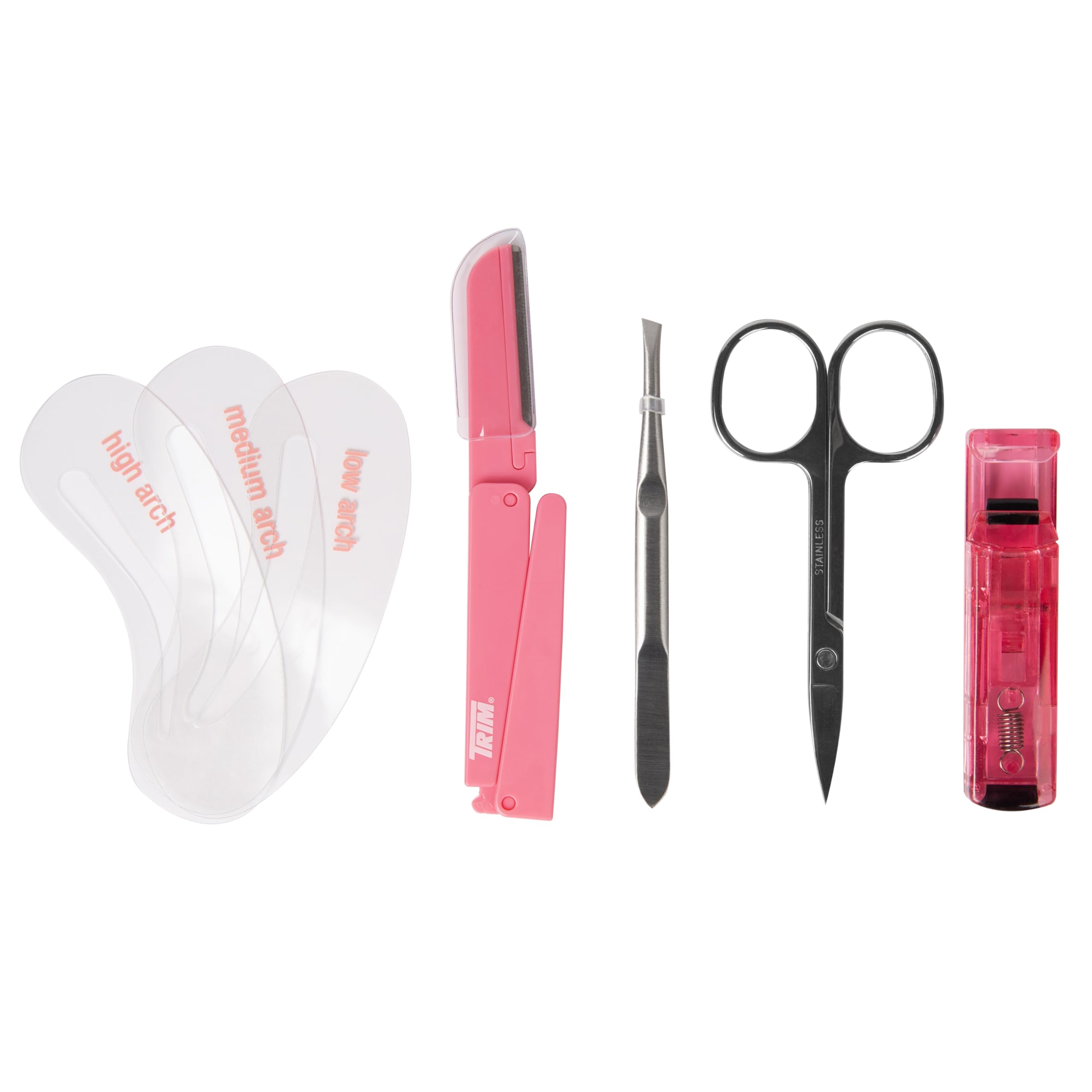Trim Beauty Tool Lash & Brow Kit, Eyelash Curler, Comb Tweezers, Scissors, Brow Razor, Reusable & Washable Eyebrow Shaping Kit, Removes Ingrown Hairs, Shapes Brows, 7 Piece Set