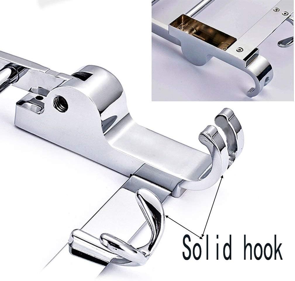 タオルレール バスルームステンレススチールタオルラック バスルームタオル棚 多目的タオルレール、折りたたみ式二重壁取り付けタオルホル