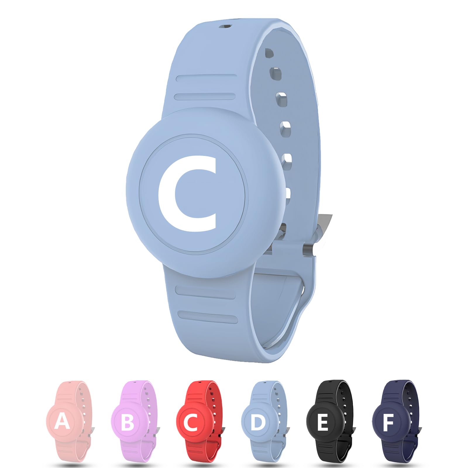 Waterproof Bracelet for AirTag Kids, Personalized Initial Letter Hidden Holder Compatible with Air Tag, Silicone Case for Airtag Adjustable Anti-Lost