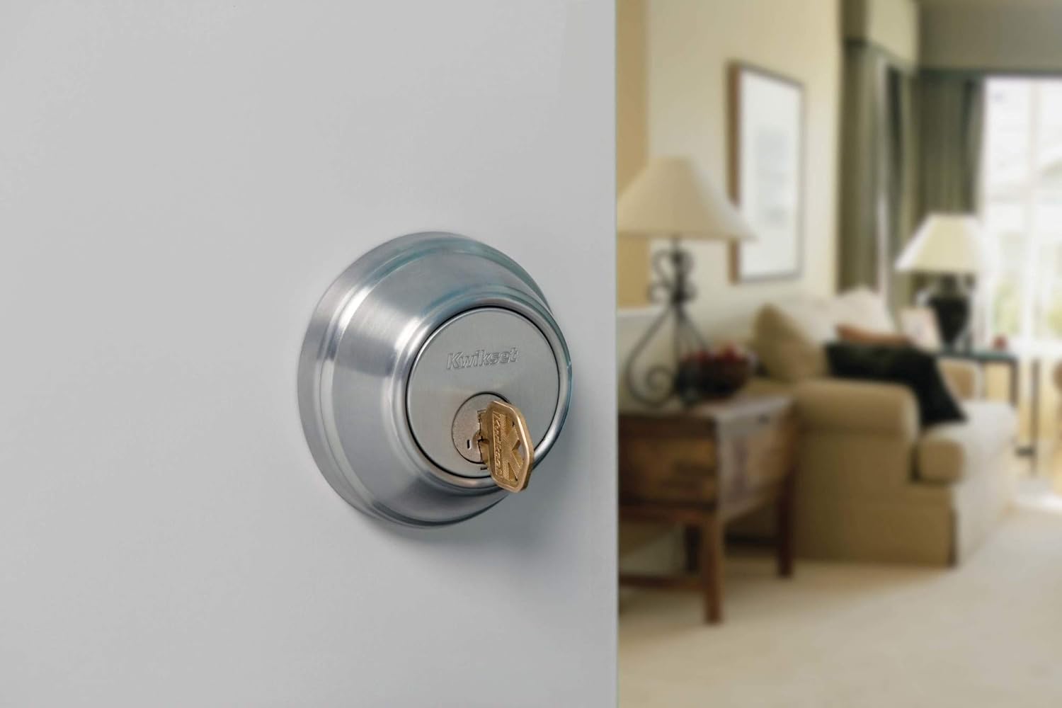 Kwikset 985 Double Cylinder Deadbolt featuring SmartKey in Polished Brass