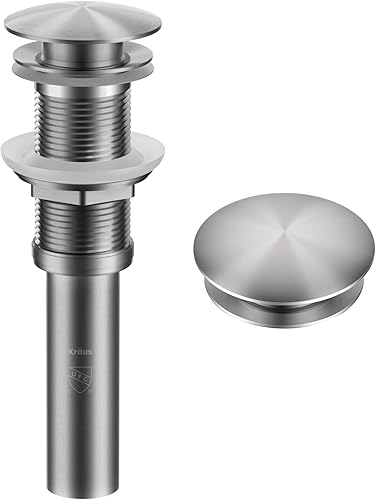 KRAUS Desagüe emergente para lavabo de baño sin desbordamiento en acero inoxidable sin manchas, PU-10SFS