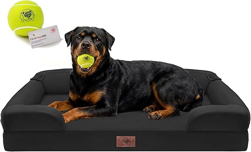 Miniatura 18 de Cama extra grande para perros, cama ortopédica XL de espuma viscoelástica lavable para perros grandes, sofá de mascotas impermeable con reposabrazos