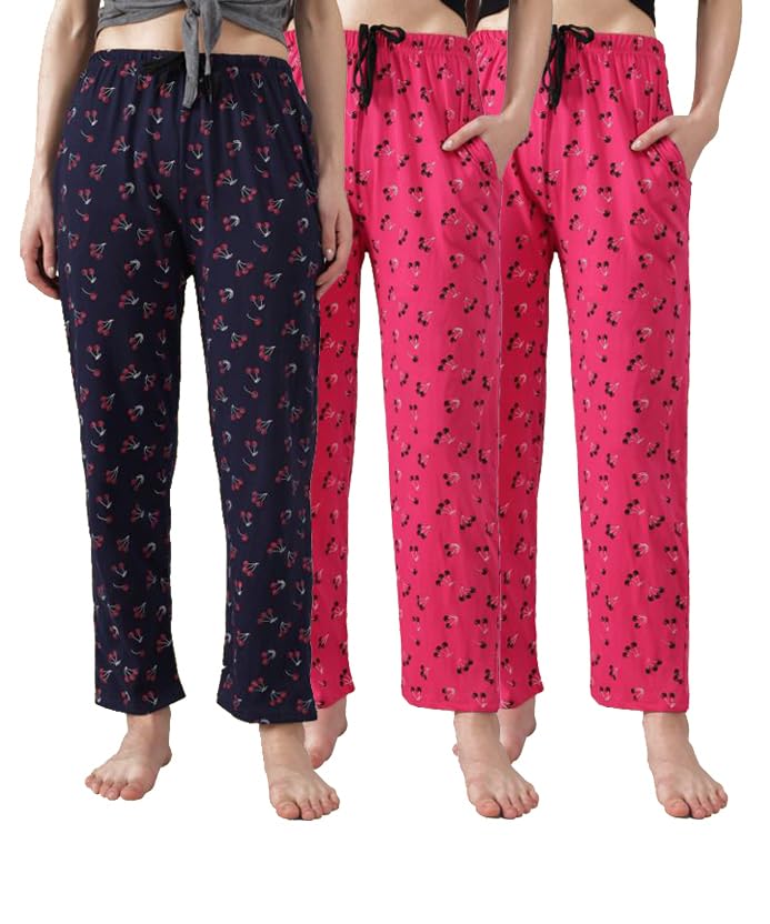 Image of Printed Womens Pyjama Night Pant, Soft Cotton Fabric, Casual Wear (Pack of 3)