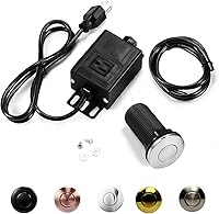Vista 8 de 2.5" Long Single Outlet On/Off (Black) Air Switch Garbage Disposal Push Button with Cord, Kitchen Sink Top Switch, Garbage Disposal Kit for Waste