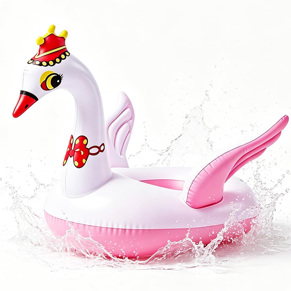 Swan Inflatable Swimming Float, Swimming Float Inflatable, Cartoon Inflatable Seat Swimmings, Anti-Slip Handle Bathtub Floatie, Swimmings Pool Bathing Accessories for Children, Gift for Boys Girls