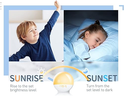 Miniatura 5 de Actualización 2021 Reloj despertador Heimvision A80S para adultos y niños, funciona con Alexa, simulación de amanecer, ayuda para dormir, 4 alarmas,