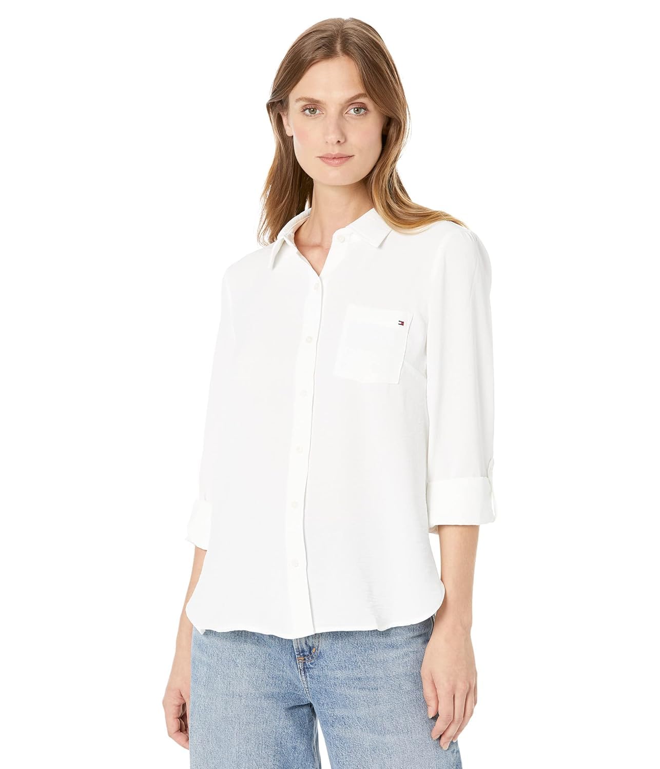 Tommy Hilfiger Button-Down-Shirts für Frauen, Lässige Oberteile Camisa Abotonada Mujeres