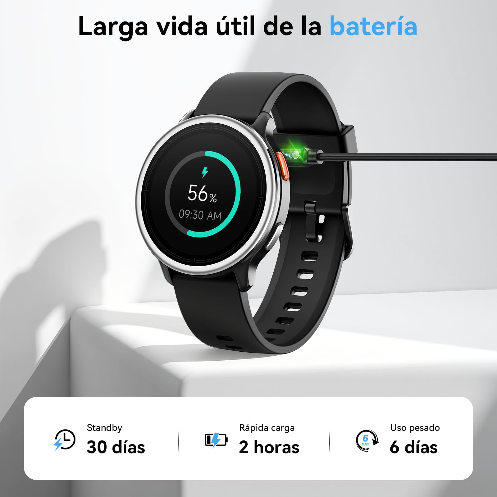 Reloj Inteligente Mujer Hombre,1.27" Smartwatch Mujer Redondo para iPhone/Samsung/Android,2 Correas y 120+ Modos Deportivos,Monitor de Sueño Funciones de Salud y Fitness 3ATM Impermeable,Negro