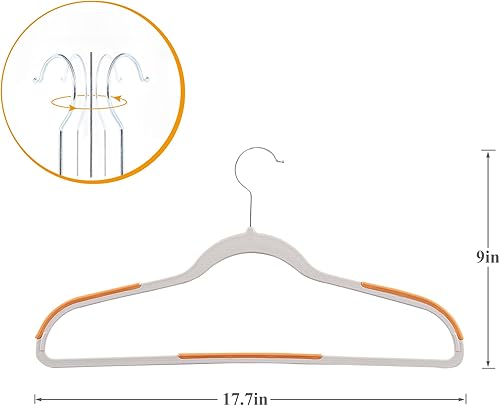Miniatura 7 de VECELO Paquete de 25 perchas de ropa, colgador de plástico antideslizante, gancho giratorio de 360 y ahorro de espacio para armario de dormitorio,