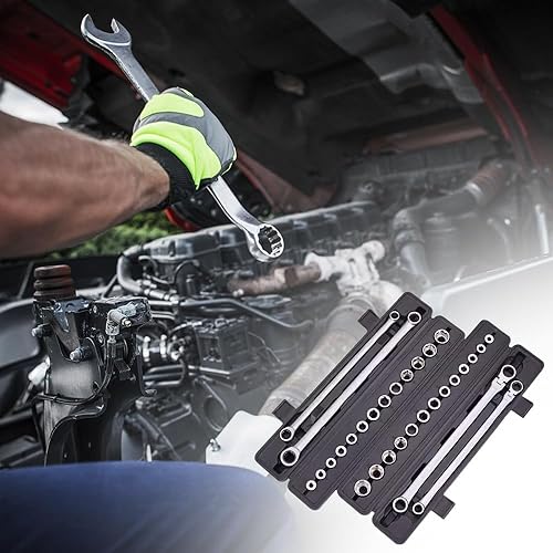 Juego de 15 llaves de trinquete ajustables, llave de cabeza flexible ajustable de 180, juego de llaves de trinquete con cabeza hexagonal, juego de