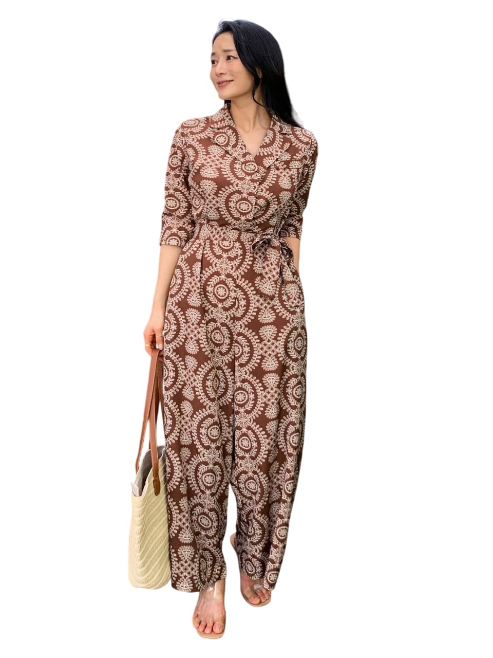 Dress for Women | Long Rayon Dress for Women's | Floral Wide Leg Long Jumpsuit with Pockets | Regular Jumpsuit for Women (134-136)-image-8