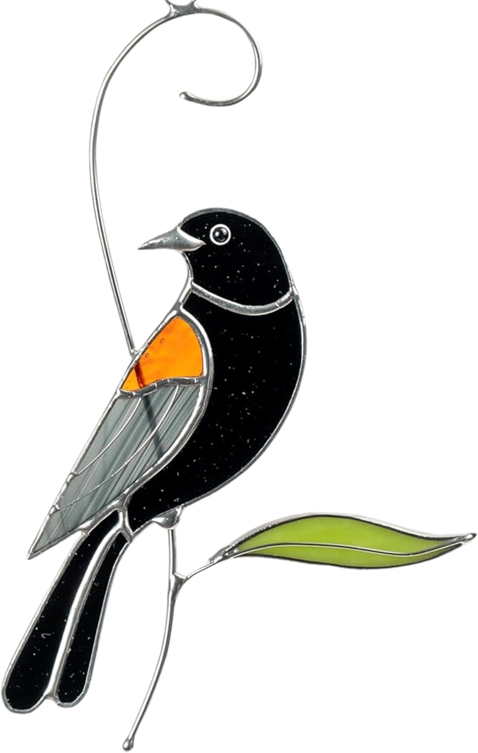 Red-Winged Blackbird Handmade Stained Glass Suncatcher Genuine Stained Glass Window Hanging Unique Indoor Ornament & Outdoor Decor