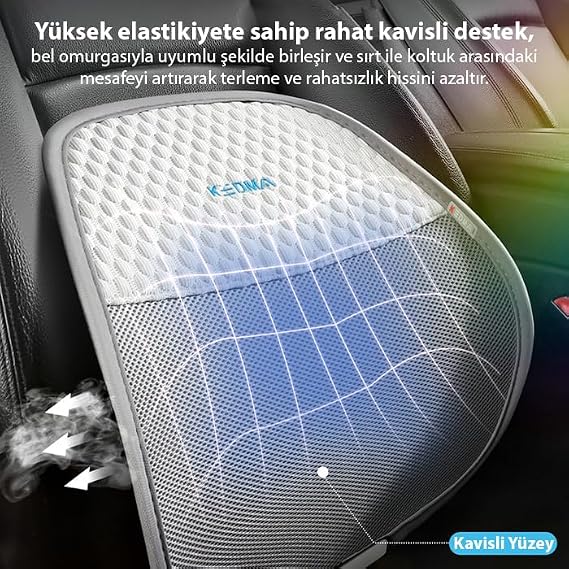 ALLY AirMesh Pro Ergonomik Bel Destek Minderi – Araba ve Ofis İçin Sırt Destek Yastığı, SİYAH