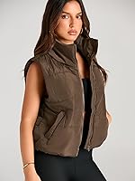 Vista 6 de AUTOMET Chaleco acolchado para mujer, sin mangas, para invierno, ropa de abrigo, cálida, acolchada, ligera, cuello alto, con bolsillos