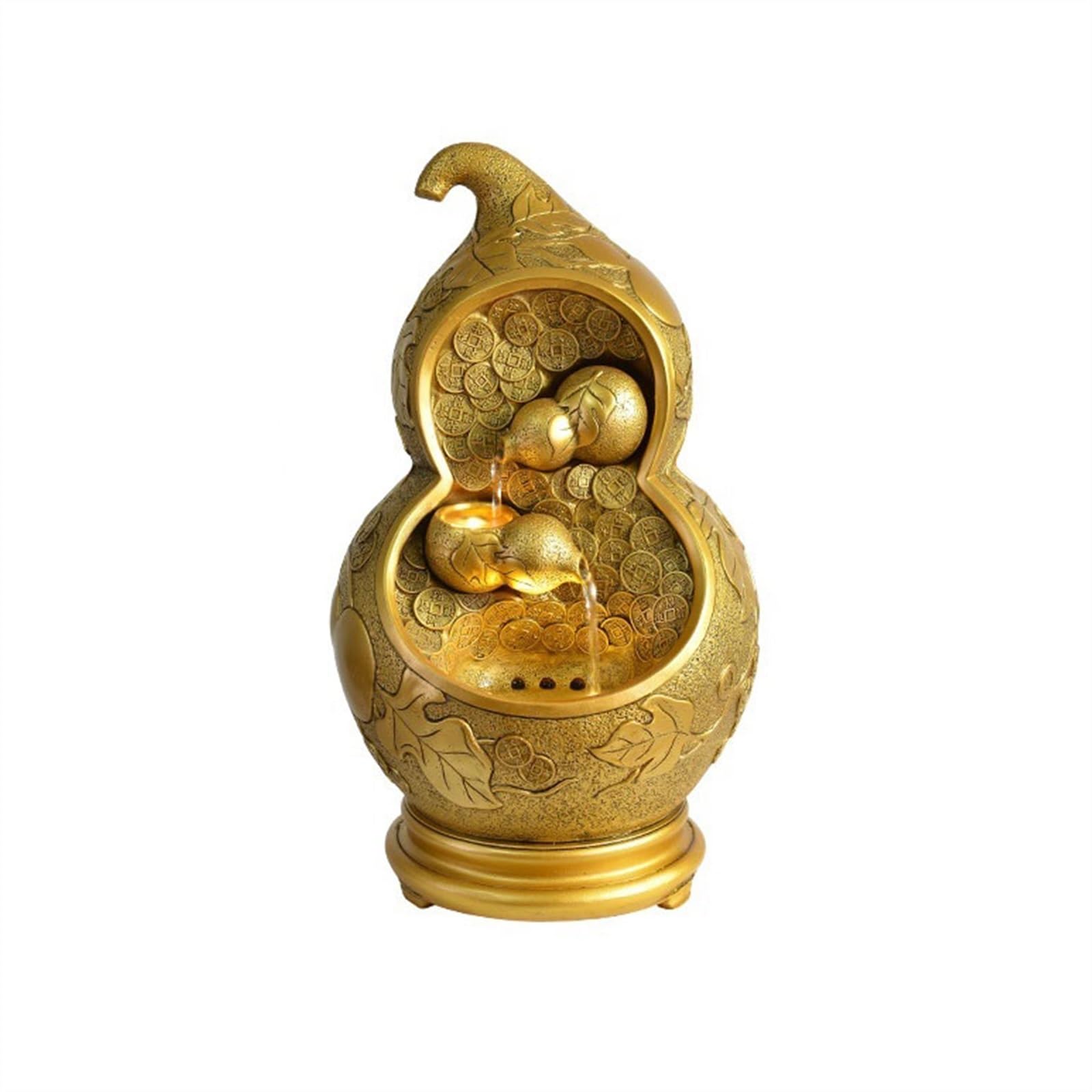 Fuente de agua corriente con forma de calabaza y rueda de Feng Shui para escritorio sala de estar