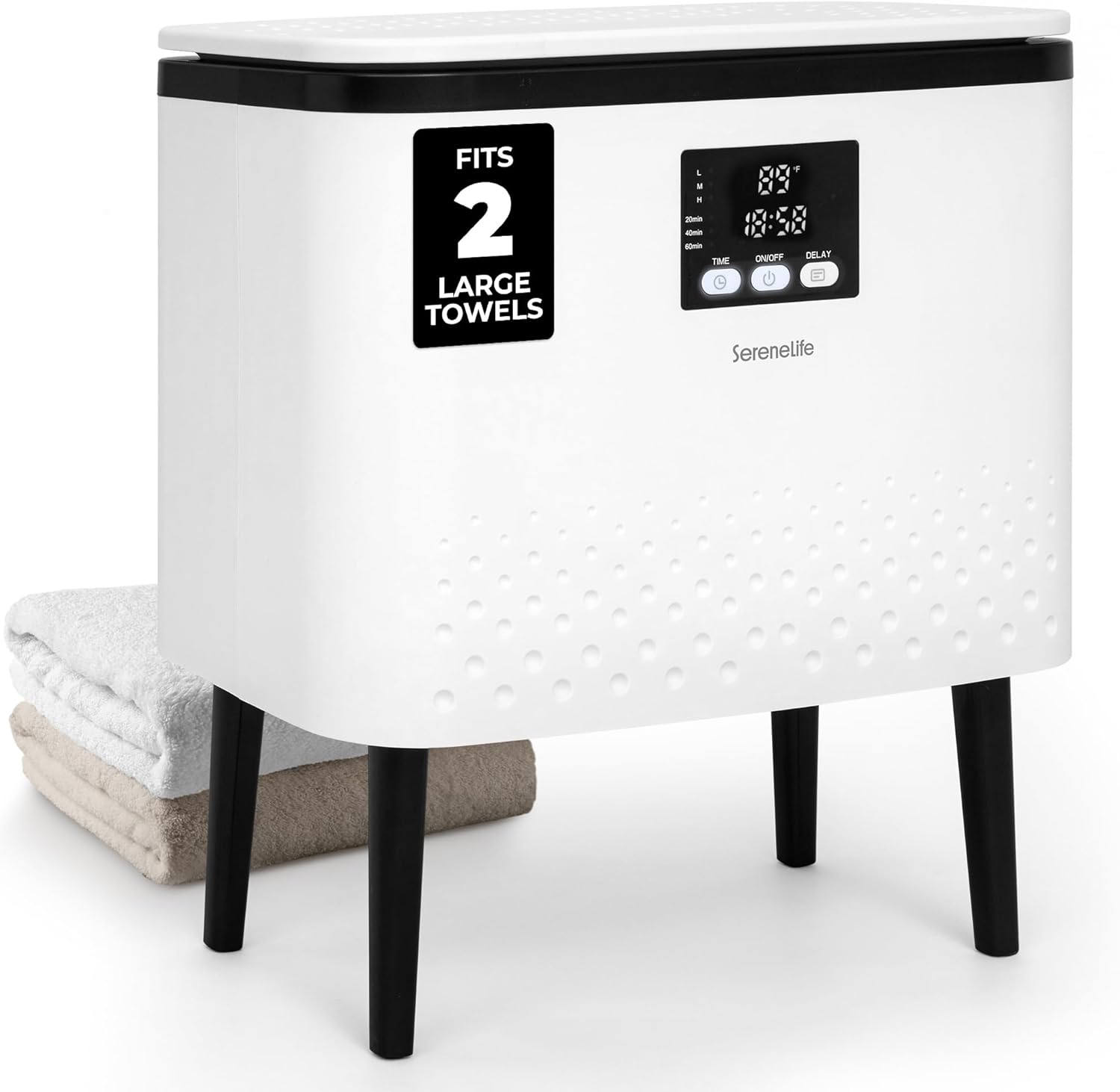 SereneLife towel warmer bucket front view showing 20L capacity