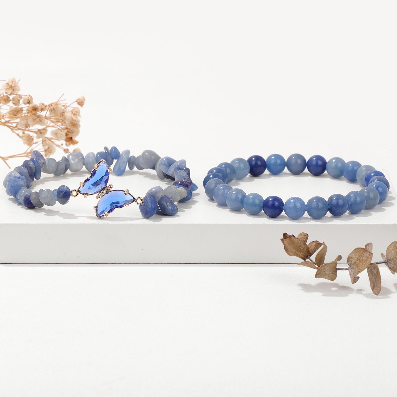 Braccialetto di Ametista per Donna, Braccialetti Anti-ansia con Perline di Ametista, ciondoli a Farfalla, Braccialetti a Strati di Pietre per Donna