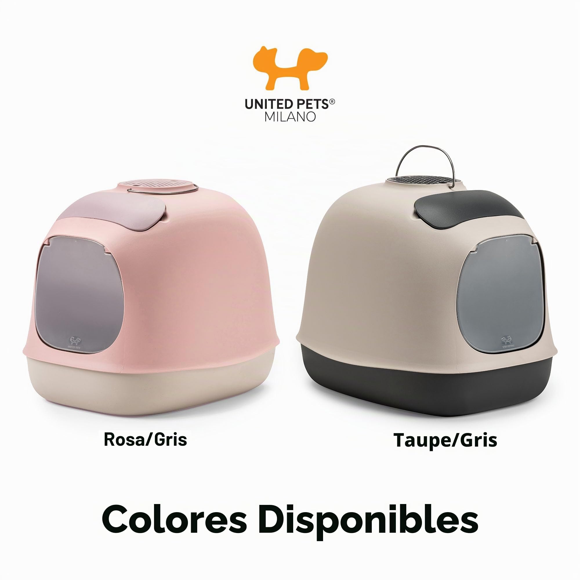 United Pets Minù Arenero para Gatos Cubierto, Made in Italy, Recogedor y Filtro, Color Gris. Caja de Arena para Gatos con Capucha Talla única