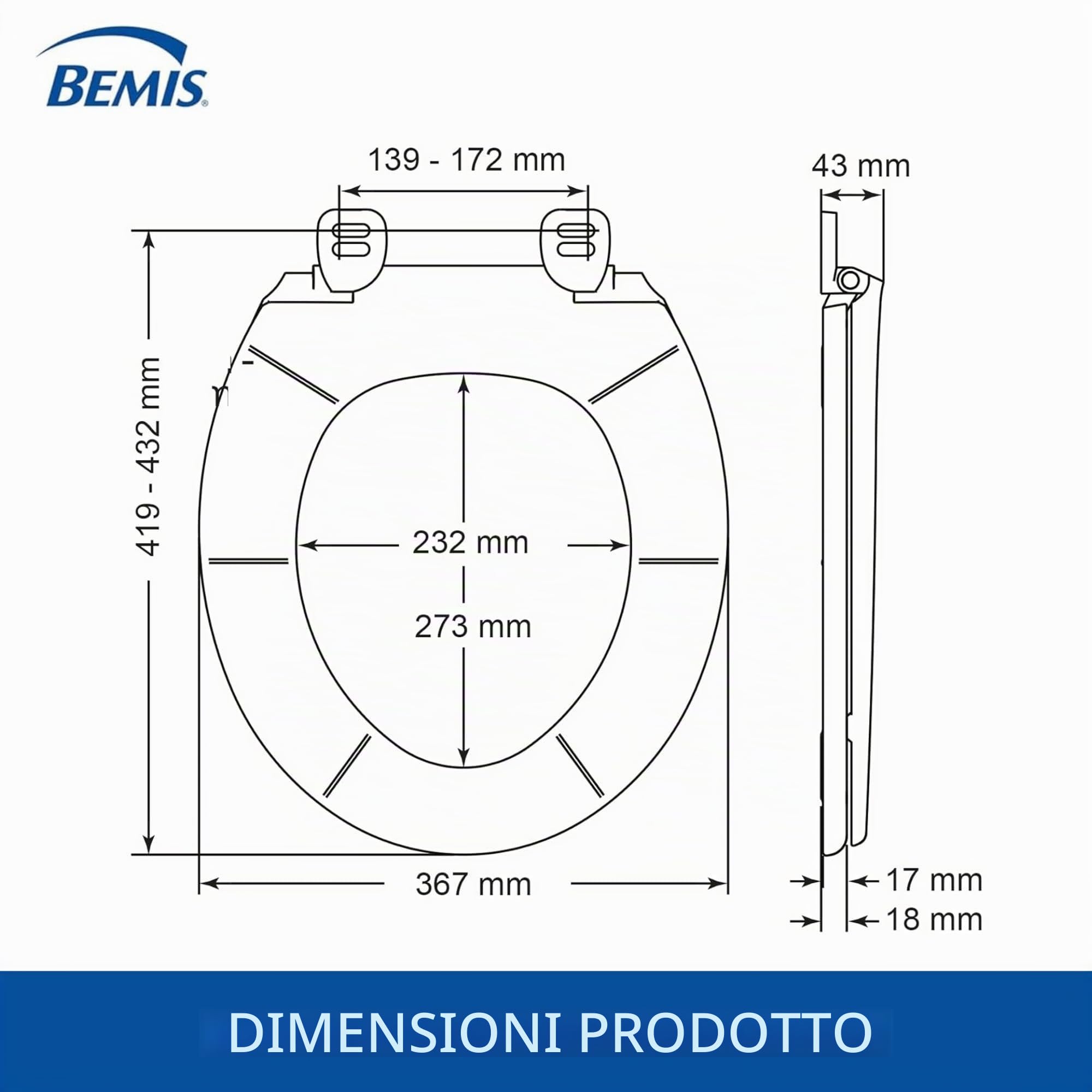 Bemis Sedile WC Chester 7210ZART000, bianco