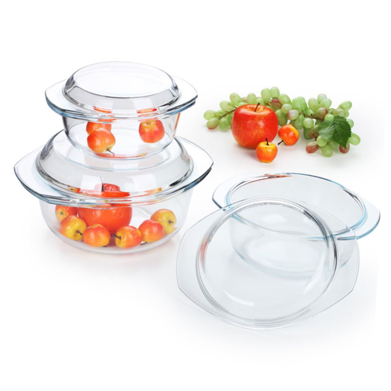 TOYANDONA Hitzebeständiger Glas topf mit Deckel Mikrowellengeeignet Lebensmittelecht Spülmaschinenfest Ofenfest für Suppe und Aufläufe Robustes Hitzebeständiges Glasgeschirr