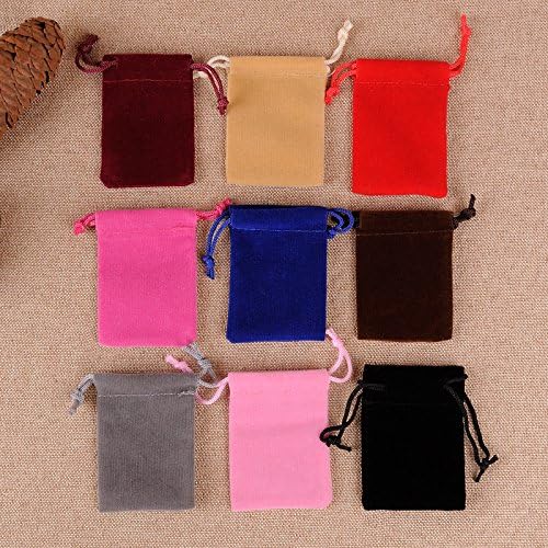 AKOAK 50 Pcs 7 x 9cm Velvet Drawstring Bag, Small Jewelry Gift Display Packaging Bag, Candy Gift Bag, Party Holiday Christmas/Wedding Gift Bag, Pink - Image 9