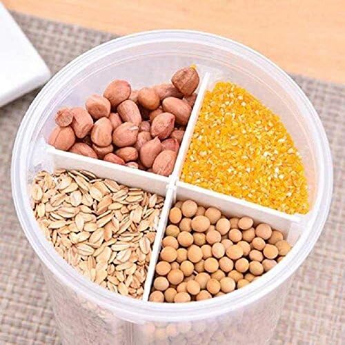 KrupaluKitchen Compartmentalized Transparent Sealed Tank Grain Grain Storage Tank Multi-Functional Dry Food Fresh Container Storage Can 4 Part