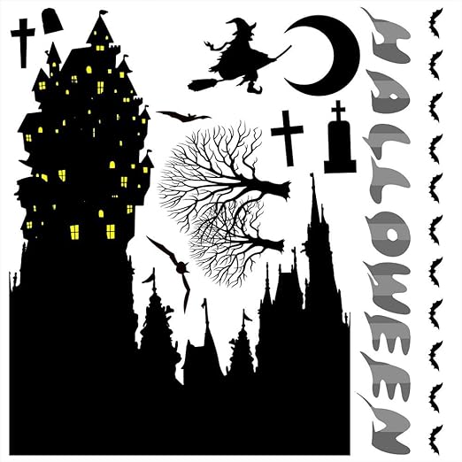Amazon ウォールステッカー ハロウィン Halloween おばけ ランタン モノクロ パーティ 文字 かわいい おしゃれ 60 60cm シール式 壁紙 はがせる 剥がせる カッティングシート Wall Sticker 雑貨 ガラス 窓 Diy プチリフォーム パーティー イベント 賃貸 Wsm Ds
