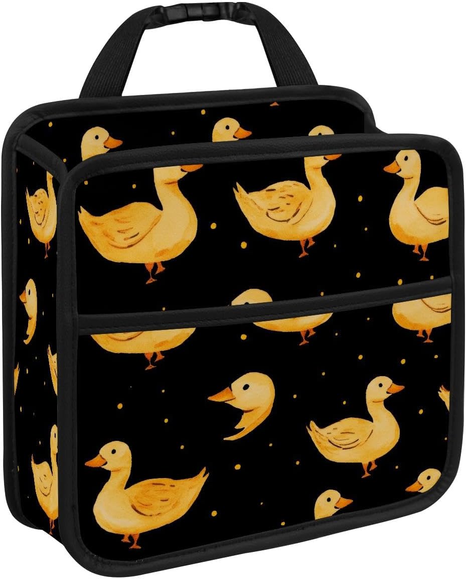 NEWzone Car Seat Organizer Backseat Car Organizer, Cute Ducks, Microfiber Leather Car Backseat Organizer Road Trip Essentials, Multifunction Car Seat Back Organizer for Kids & Adults