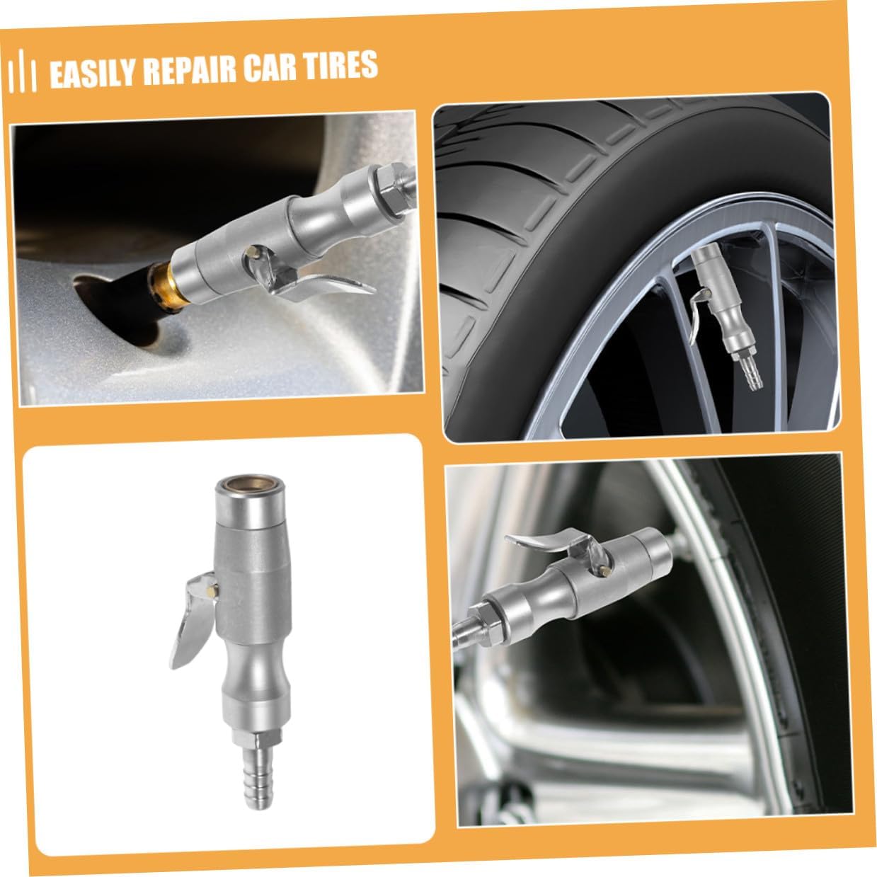 Copper Locking Tire Air Chuck 2pcs Quick Release Inflator Nozzle with Matte Finish for Vehicle Tire Inflation Compatible with Air Compressor