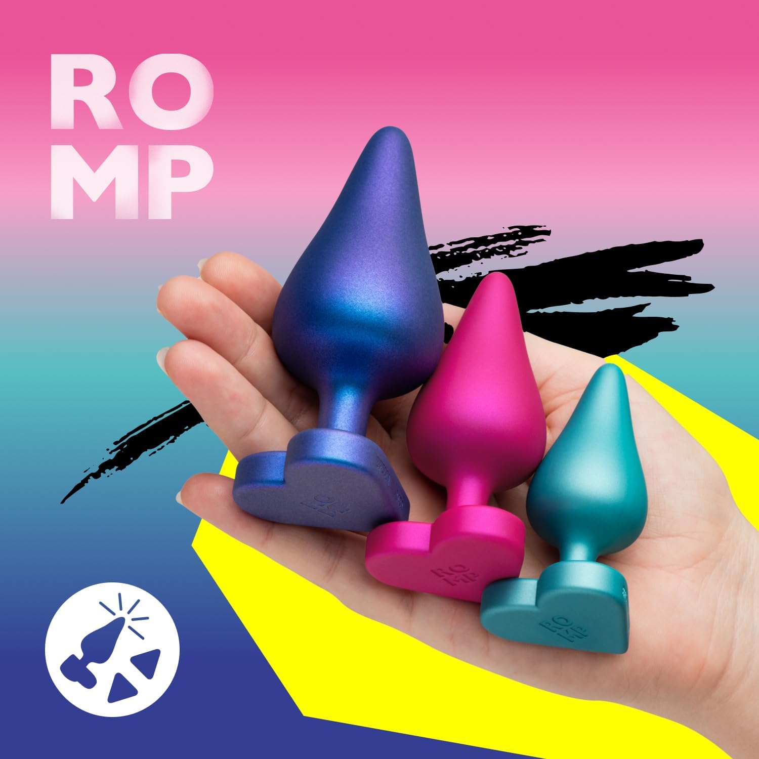 ROMP Luster Butt Plug Triple Set | Silicone Anal Play Starter Kit | Beginner Massager for Prostate Stimulation | Waterproof | Adult Sex Toys for Man, Woman and Couples | Gifts for Women & Men
