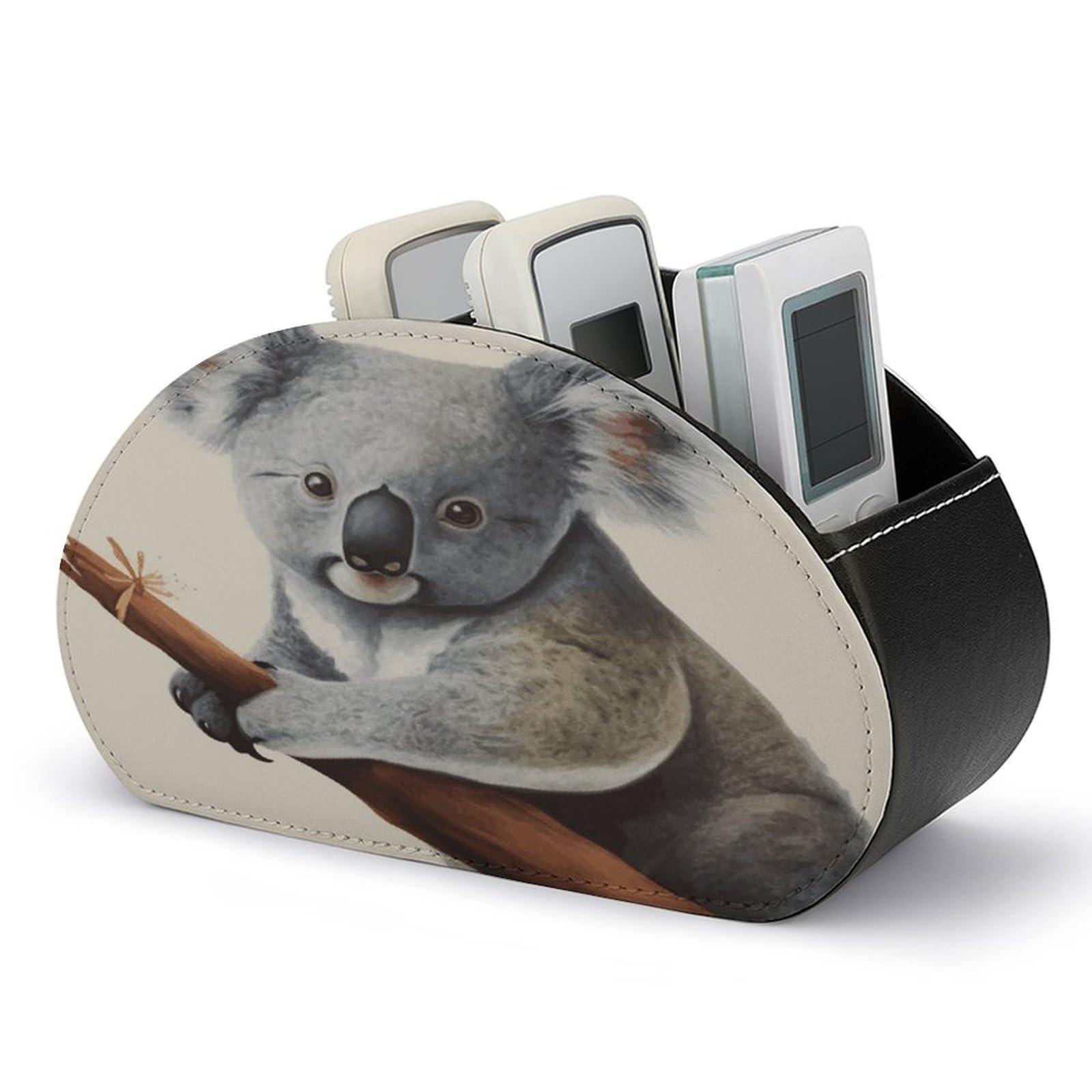 FekiLoot Koala And Butterfly Remote Control Holder, PU Leather Remote Control Organizer Box Stationery Remote Control Box Desk Storage Organizer for DVDs,Glasses,Pens,Media Players