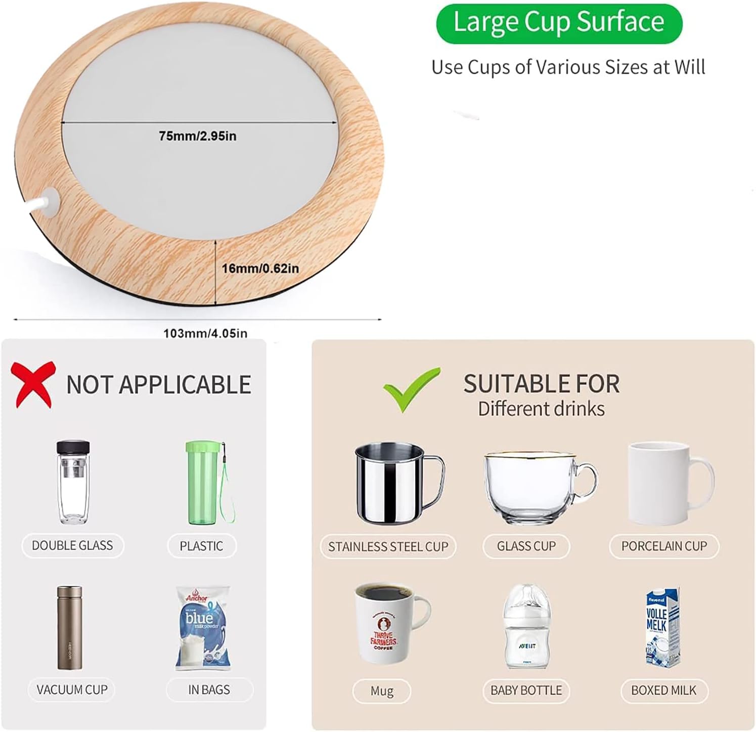 USB Mug Warmer, Coffee Mug Warmer USB Charging, Easy to Use Office/Home Use, Suitable for