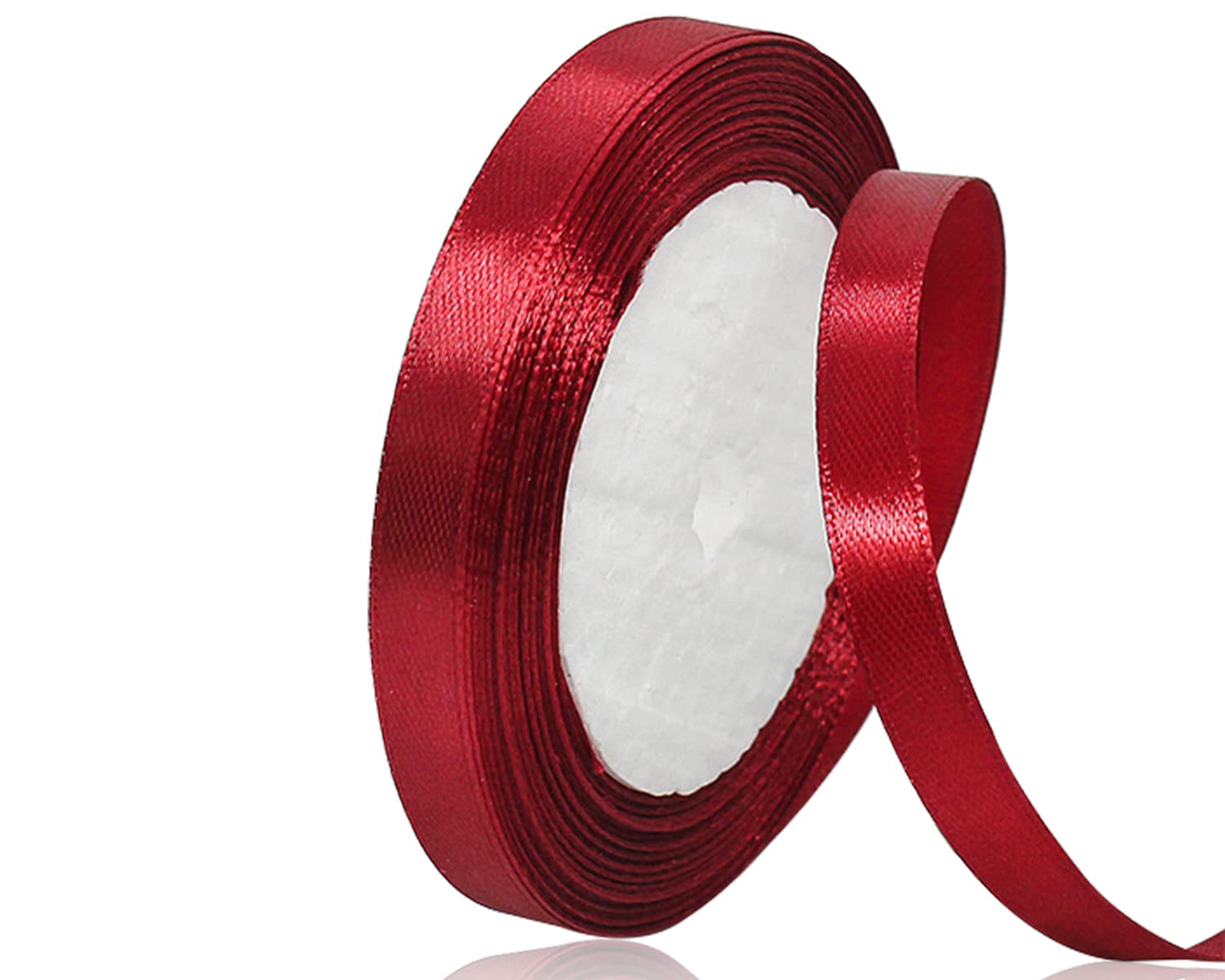 Burgundy Satin Ribbon 10mm x 22 Meters, Solid Colour Fabric Ribbon for Gift Wrapping, Crafting, Balloon, Sewing Project, Hair Bows, Bridal Bouquet, Wedding Favours Decoration — image 1