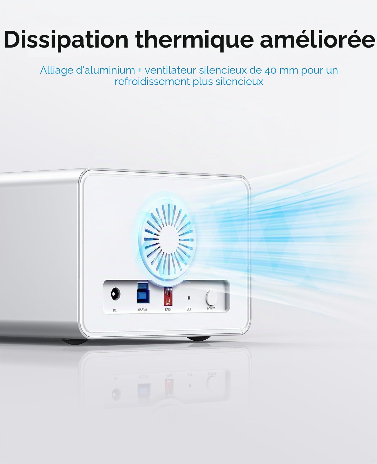 ORICO 2 Baies Raid Boîtier Disque Dur Externe SATA HDD/SSD 2,5/3,5" jusqu'à 2 x 22 to, Station USB 3.0 Type B, Raid 0/1/PM