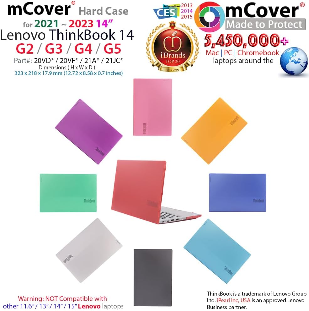 mCover Case ONLY Compatible for 2021~2023 14" Lenovo ThinkBook 14 G2 / G3 / G4 / G5 Series Notebook PC (NOT Working with Other Lenovo Models) - Black