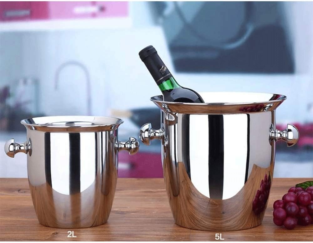 Thick Stainless Steel Ice Bucket Wine Barrel Beer Barrel Ice Grain Champagne Ice Wine Barrel (Size : 5L) image 2