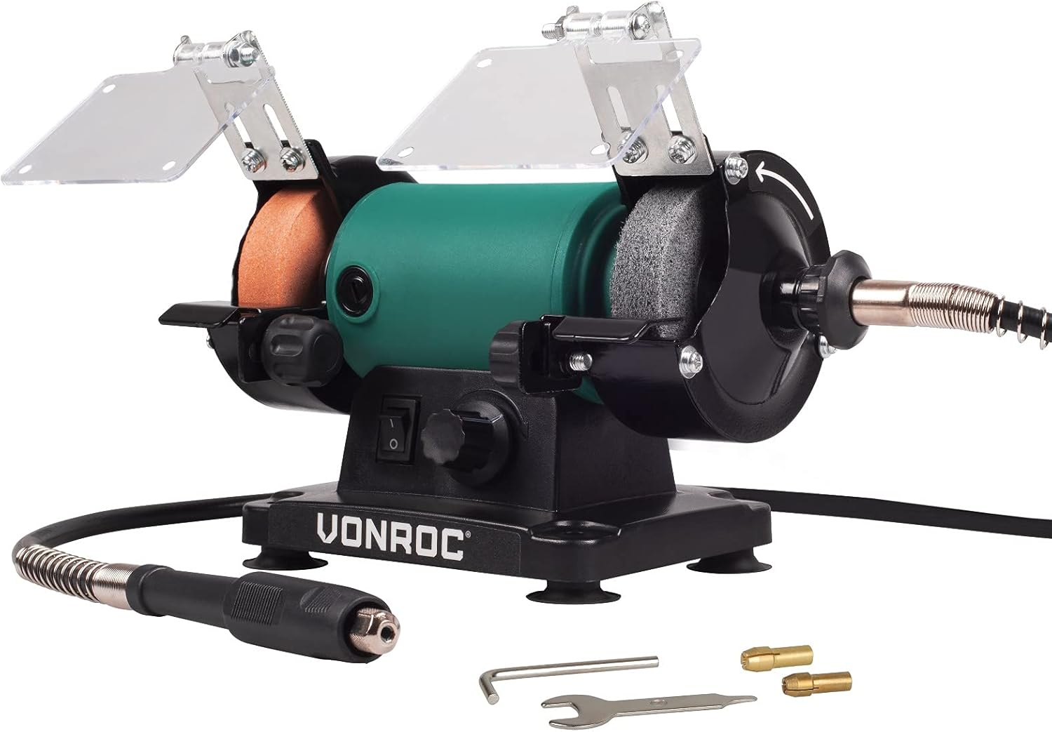 VONROC Bench Grinder with Flexible Shaft/Multi Tool 150W 75mm