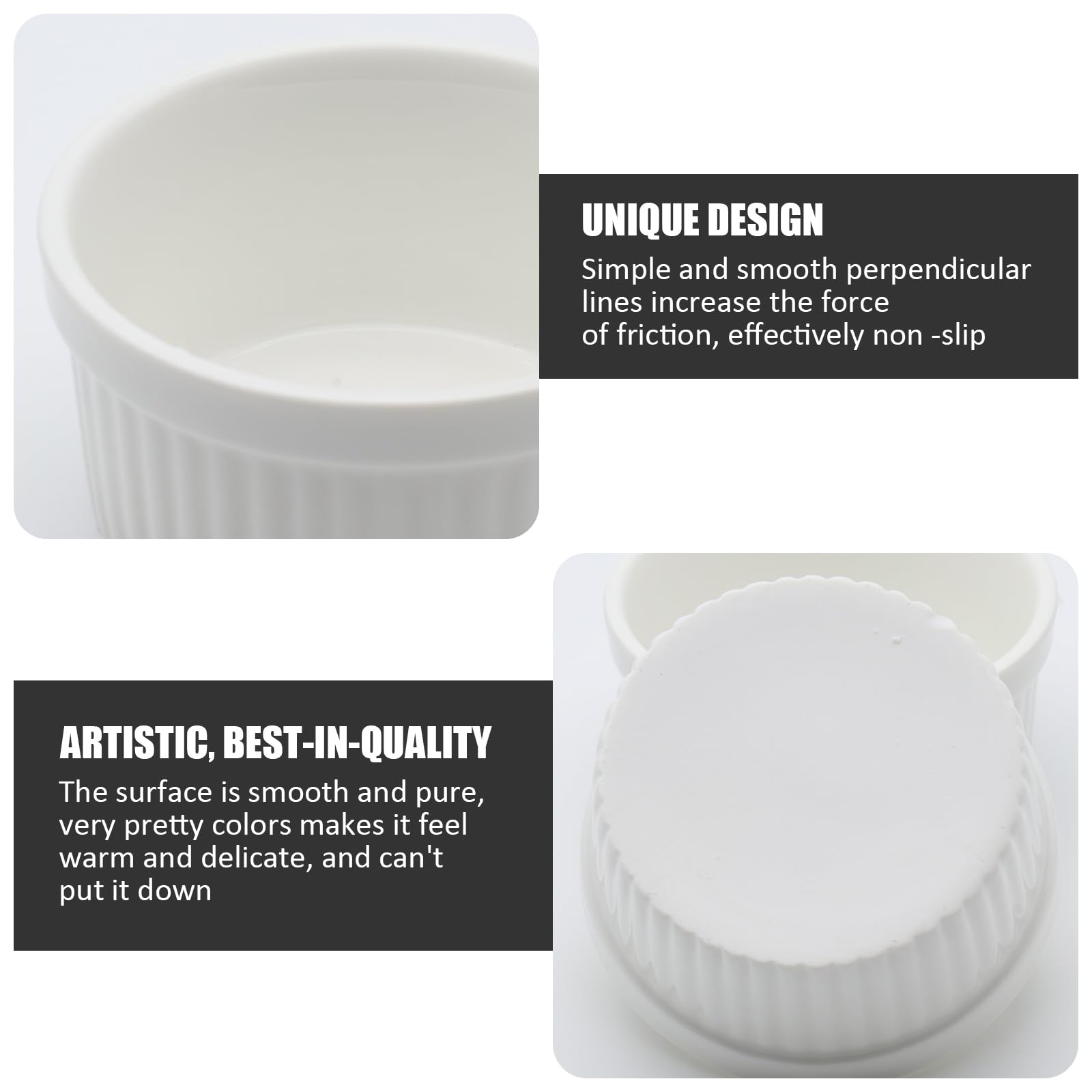 6 Bowl in Ceramica Bianca e 6 Forchette, da 185ml, Cocotte in Porcellana, Pirottini da Forno o per Snack, Cocotte per Crème Brulee, Ideali per Soufflé, Tortino al Cioccolato, Budini ecc..