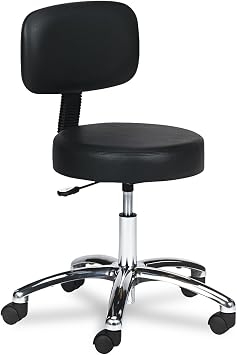 Safco Products 3430BL Lab Stool with Back, Pneumatic Lift, Black