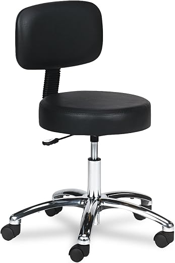 Safco 3430BL Pneumatic Lift Lab Stools w/Back, Height-Adjustable, 17-22, Black by Safco