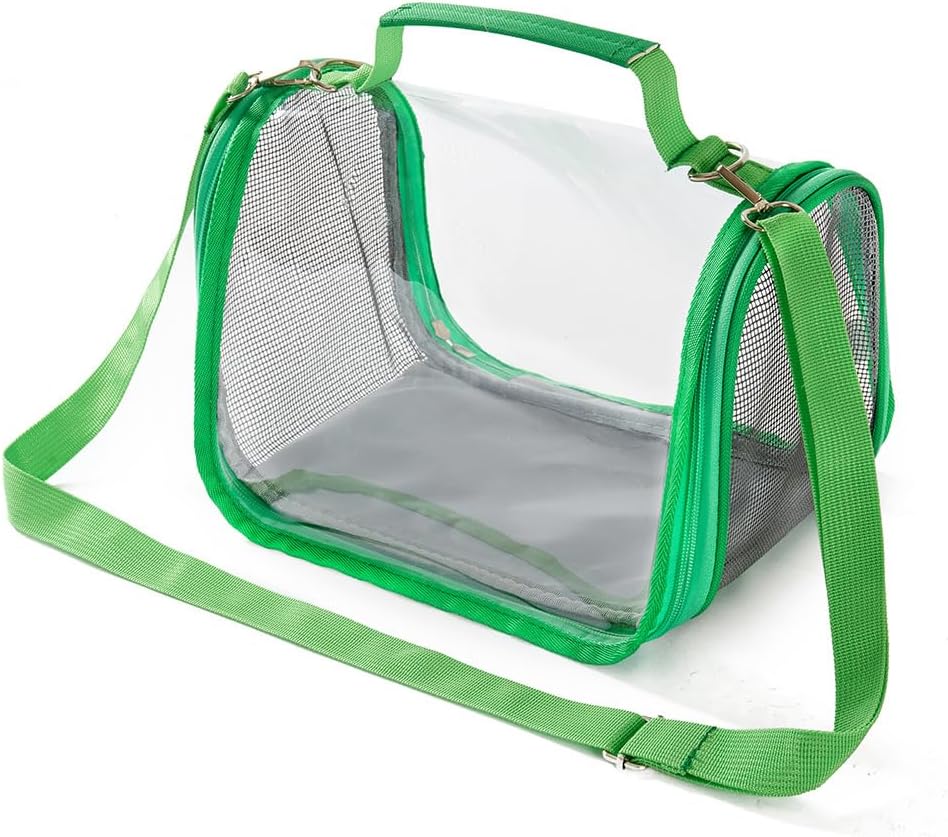 Reptile Small Animal Travel Carrier - Portable Ventilated Pet Carrier for Bearded Dragons, Lizards, Sugar Gliders, Hedgehogs, Rats, Birds, Guinea Pigs etc | Escape-Proof, Breathable Mesh (Grey)