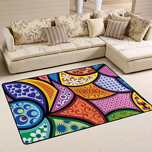 Tapis abstrait coloré Ruchen grand tapis géométrique anti-terne - 2
