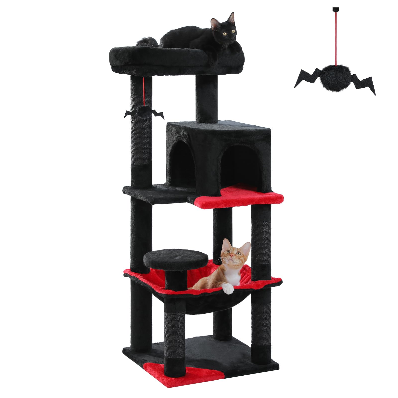 PETEPELA 45.7" Gothic Cat Tree for Indoor Cats, Cat Tower for Large Cats with Metal Frame Large Hammock (17.3"x15.3"), Cat Condo with (18.5"x13") Big