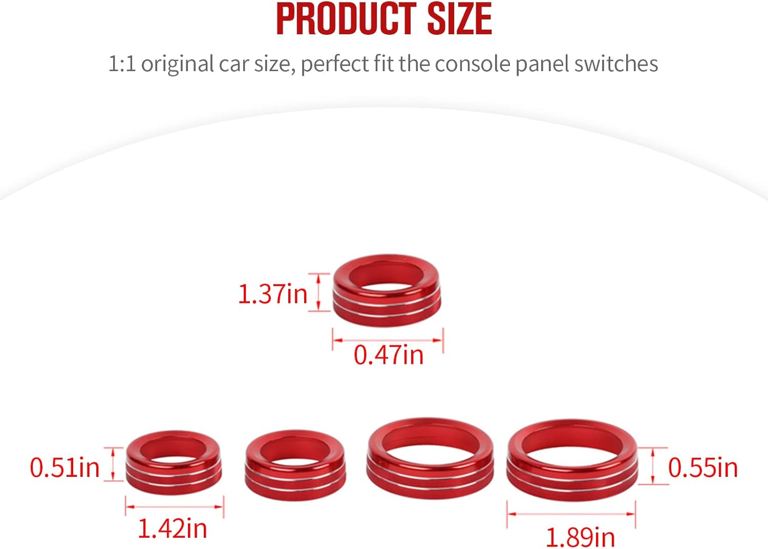 JeCar Center Console Switch Knob Cover Air Conditioner Headlight & Audio Button Trim Aluminum Alloy Interior Accessories for Ford 2021+ F150 with Specific Dial Panel, Red