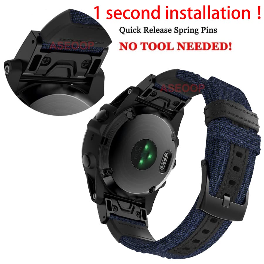 Correa de lona de 26mm para Garmin Fenix 5X 6X Pro Forerunner 935 945 3