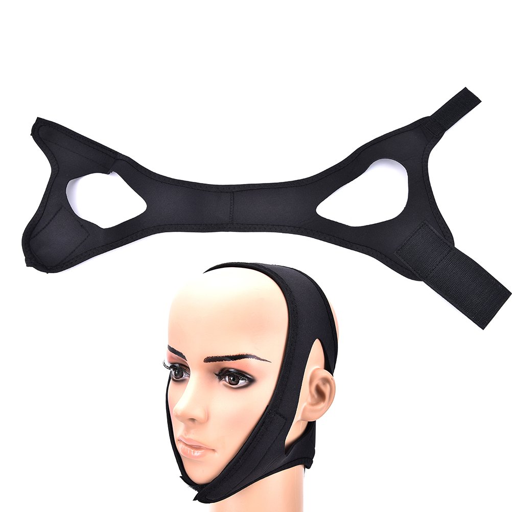Alexvyan Black Anti Snoring Chin Strap Best Stop Snoring Device Adjustable Snore Reduction Belt Sleep Aids Chin Strips New Anti-Snoring Belt For Men Women Snoring Solution-image-32