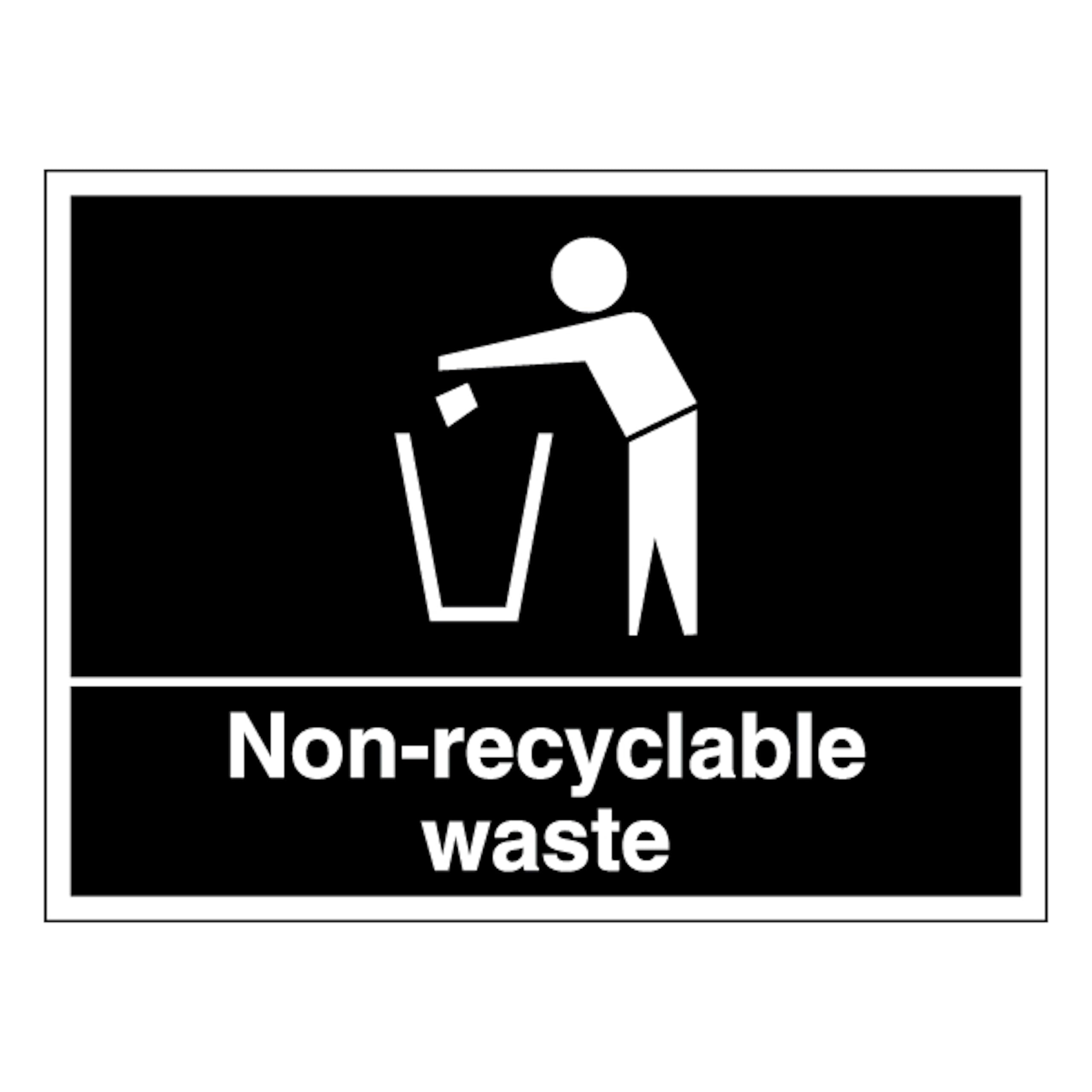 Non-Recyclable Waste - Landscape 400 x 300 mm - Glow In The Dark 1mm Rigid Plastic