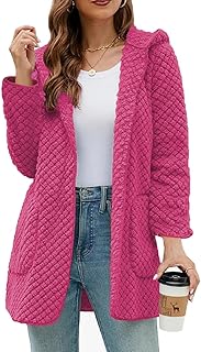 Mujer Otoño Invierno Felpa Color Sólido Cardigan Chaqueta Bolsillos Top Manga Larga Con Capucha Sudadera Cálido